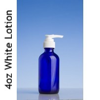Blue Round Glass Bottles with Lotion Pumps