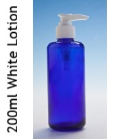 Blue Round Glass Bottles with Lotion Pumps