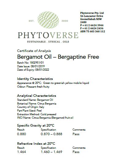 Bergamot, Bergaptene free Citrus aurantium var bergamia - Click Image to Close